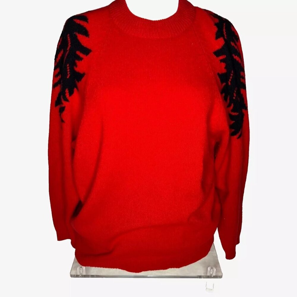 Nilani Womens Vtg 90s Sweater Red Lambswool Angora Oversized Art Designer Medium